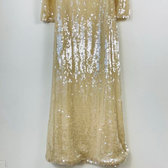 Kim Shui Cut Out Gown Sequin Pailette in Champagne Size XL - NWOT - Picture 7 of 11